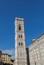 People on top of GiottoÃ¢â¬â¢s Campanile Bell Tower, Florence Cathedral on the Piazza del Duomo in Florence, Italy